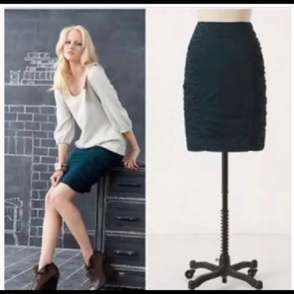EUC Anthropologie Cartonnier Ruched Pencil Skirt